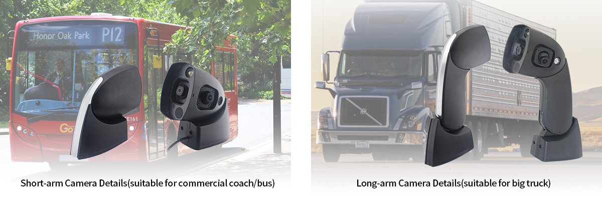 Dual Lens Long/Short Arm Side View Camera For Trucks Buses