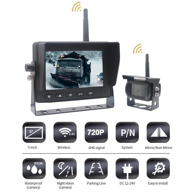 5 Inch Digital Wireless 720p Backup Camera Monitoring System