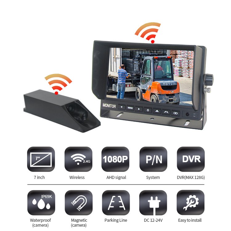 DVR 7 Inch 1080P Wireless Magnetic Forklift Camera System