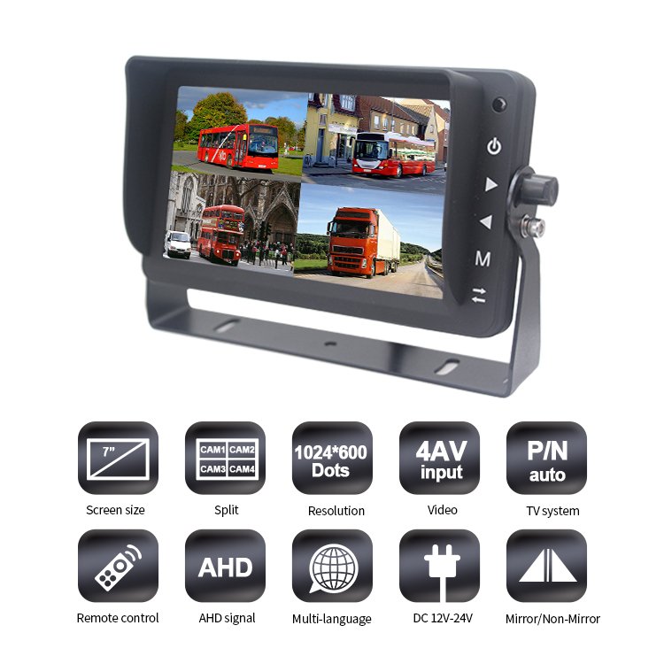 7 Inch Quad View IPS LCD HD Car Monitor