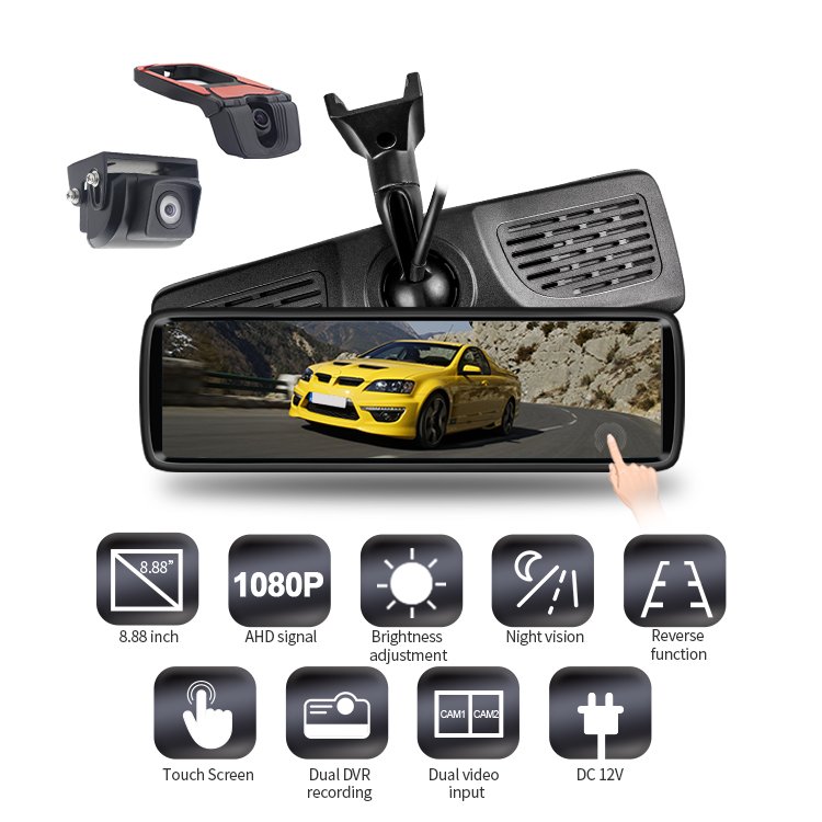 Front & Rear DVR Electronic Rearview Mirror Monitor Dual Camera System