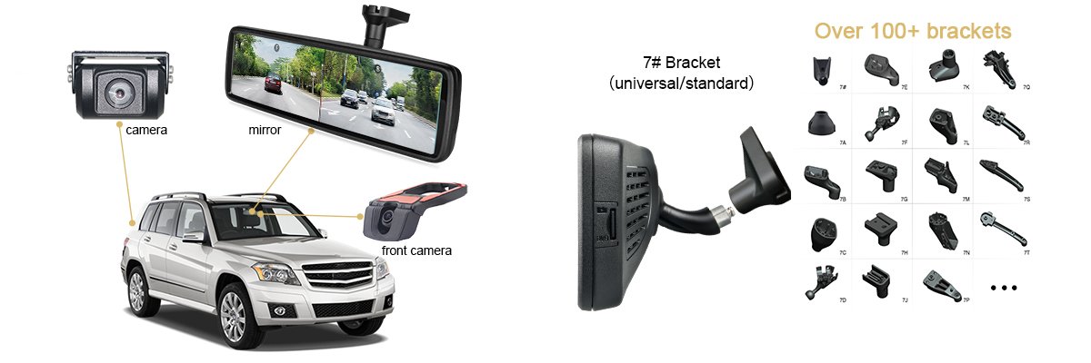 Front & Rear DVR Electronic Rearview Mirror Monitor Dual Camera System